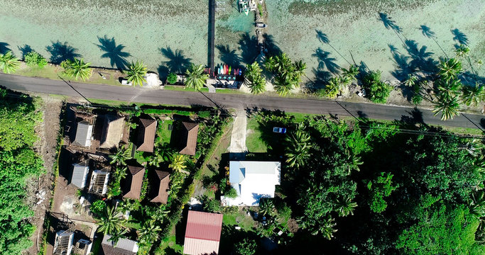 surf club in aerial view, french polynesia