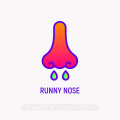 Funny nose thin line icon. Modern vector illustration of allergy symptom.