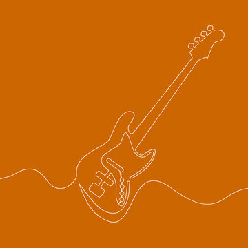 Electric guitar continuous one line drawn vector