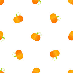 Fresh vegetable seamless pattern. Modern texture background design with randomly ordered pumpkin or squash vegetables in natural orange and yellow colors. Cute vector illustration for restaurant menu
