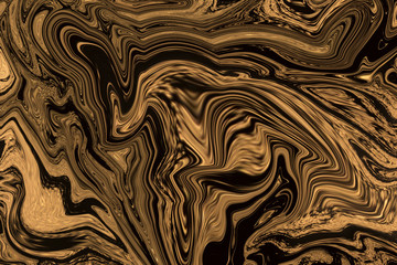 Gold marbling texture design. Black and golden marble pattern. Fluid art.