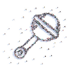 A lot of people form baby rattle, icon . 3d rendering.