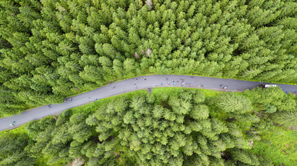 aerial shot of some road serpentines