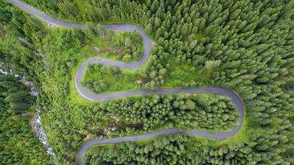 aerial shot of some road serpentines