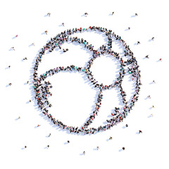 A lot of people form child's ball, icon . 3d rendering.