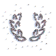 A lot of people form certificate, award, icon . 3d rendering.