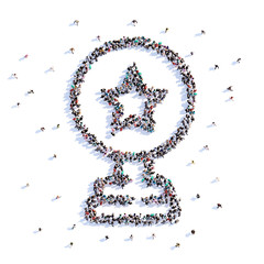 A lot of people form award, icon . 3d rendering.