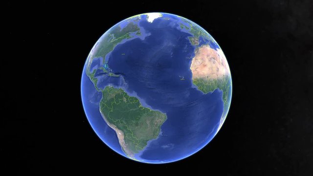 Saint Lucia with flag. 3d earth in space - zoom in Saint Lucia outer, created using ultra high res NASA
