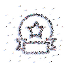 A lot of people form award, icon . 3d rendering.