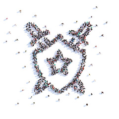 A lot of people form award, icon . 3d rendering.