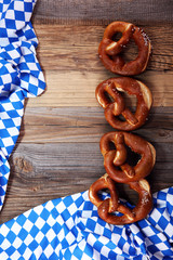 German pretzels with salt close-up on the table