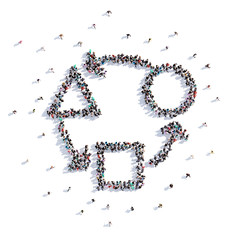 A lot of people form diagram, business, icon . 3d rendering.