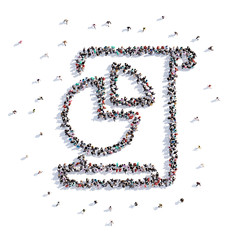 A lot of people form diagram, business, icon . 3d rendering.