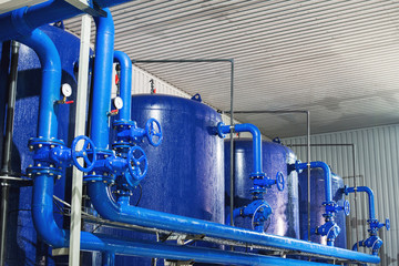 Water purification filter equipment in plant workshop