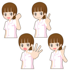 手のポーズ　看護師