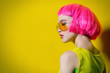 girl with pink hair