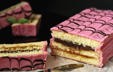 Pink Austrian punch cakes.