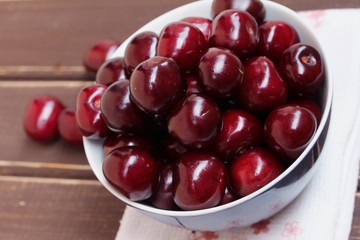 Ripe berries of sweet cherry in the spring