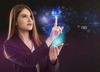 The concept of business, technology, the Internet and the network. A young entrepreneur working on...