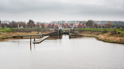 Obraz premium The Dutch village Termunterzijl in the Province Groningen