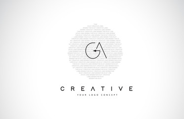 GA G A Logo Design with Black and White Creative Text Letter Vector.