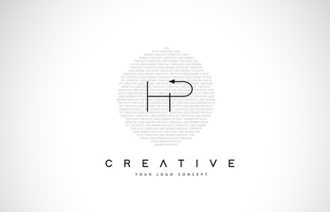 HP H P Logo Design with Black and White Creative Text Letter Vector.