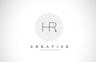 HR H R Logo Design with Black and White Creative Text Letter Vector.