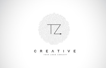 TZ T Z Logo Design with Black and White Creative Text Letter Vector.
