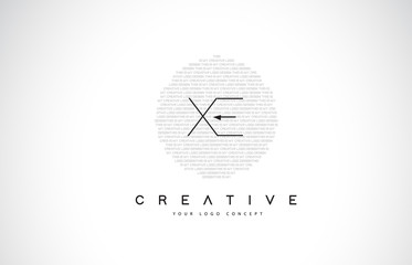 XE X E Logo Design with Black and White Creative Text Letter Vector.