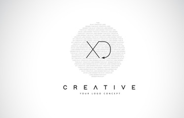 XD X D Logo Design with Black and White Creative Text Letter Vector.