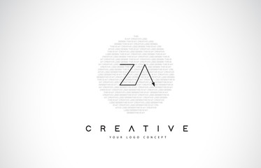 ZA Z A Logo Design with Black and White Creative Text Letter Vector. - obrazy, fototapety, plakaty
