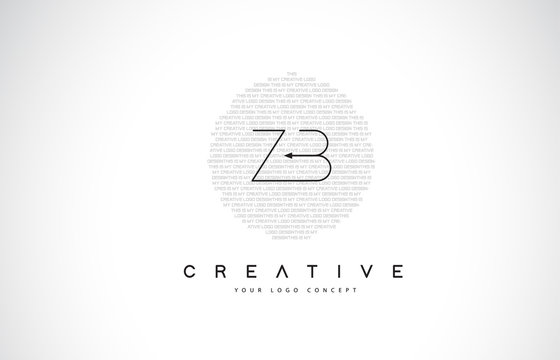 ZB Z B Logo Design with Black and White Creative Text Letter Vector.
