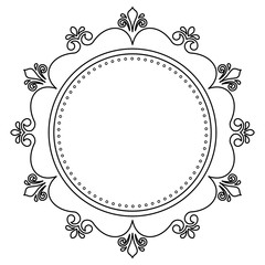 Elegant vintage vector black and white round ornament in classic style. Abstract traditional pattern with oriental elements. Classic vintage pattern