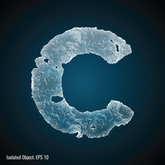 Ice Font / isolated ice shaped letter C vector illustration