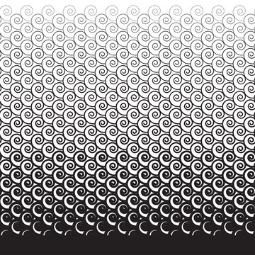 Geometric degrade motif in white and black