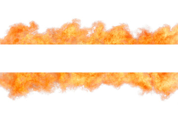 Bright orange flame strip with copy space template isolated