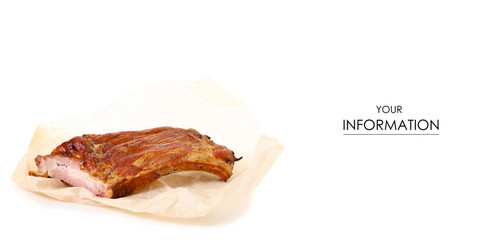 Pork smoked ribs pattern on a white background isolation