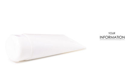 White bottle of body cream pattern on white background isolation