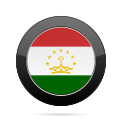 Obraz premium Flag of Tajikistan. Shiny black round button.