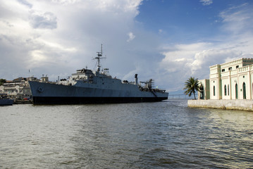 Warship at the Rio de Janeiro harbor