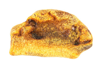 raw amber stone isolated on white background, close-up