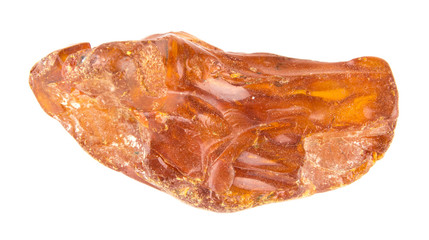 raw amber stone isolated on white background, close-up