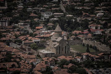 Aerial view on old town Mtskheta and confluence of the rivers Kura and Aragvi © Seleznov_Molchanova