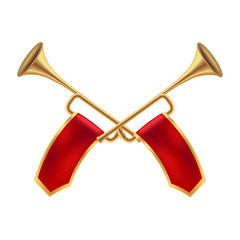 Realistic Detailed 3d King Royal Golden Horn Set. Vector © bigmouse108