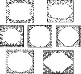 A set of the ornate frames in the art nouveau style