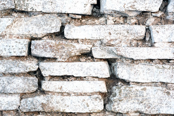 Old White Stone Tiled Wall Foundation