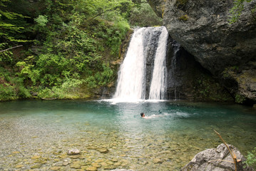 Fototapeta na wymiar Beautiful waterfall on the mountain Olimpus, Greece