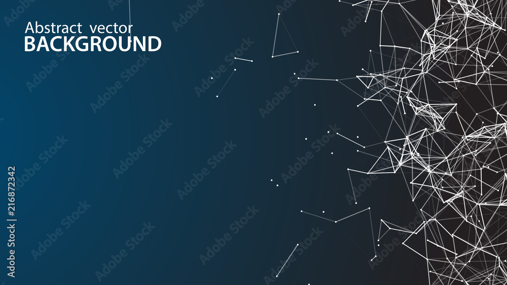 Aufkleber Abstract vector background. White background .Connecting dots and lines. Plexus effect.
