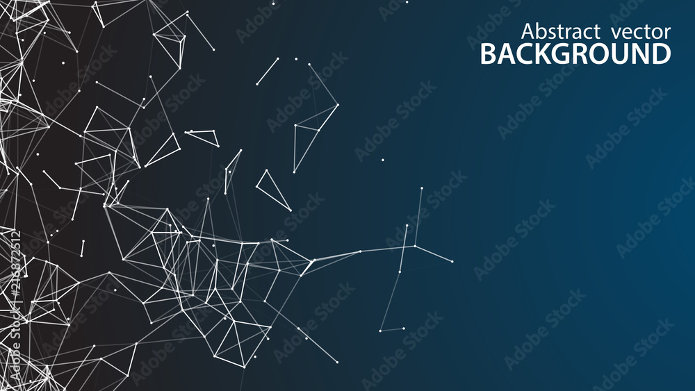 Poster Abstract vector background. White background .Connecting dots and lines. Plexus effect.