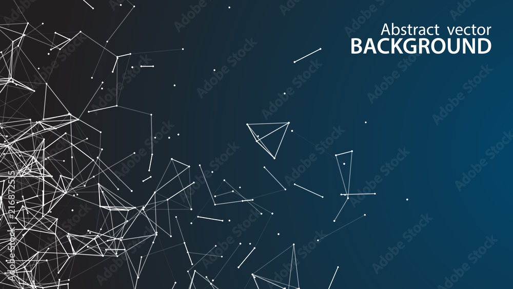 Poster Abstract vector background. White background .Connecting dots and lines. Plexus effect.